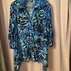SNO SKINS Blue and Black Patterned Blouse